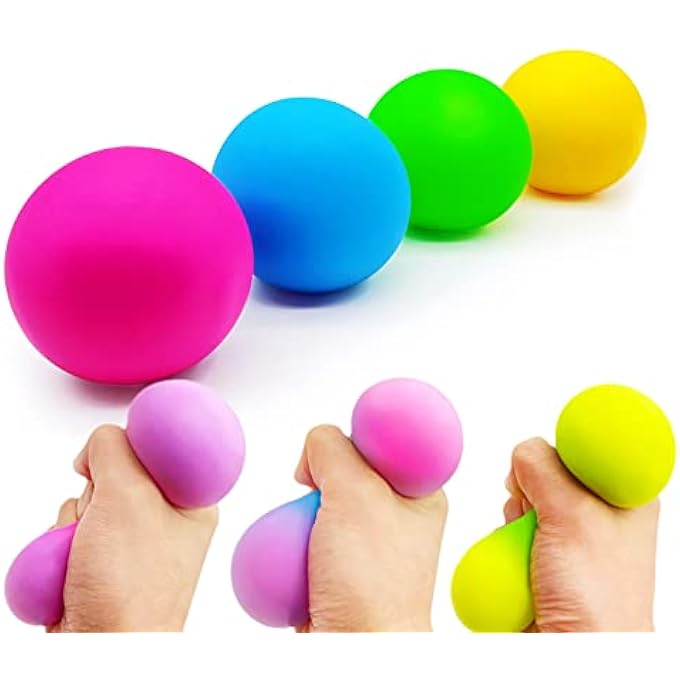 ZTATU Squishy Stress Balls for Kids (4 Pack) Sensory Squeeze Ball Fidget Toys, Color Changing Dough Balls, Stress Relief Squish Balls, Colorful Stretch Ball Sensory Toys for Autism, Autistic Children - Image 1