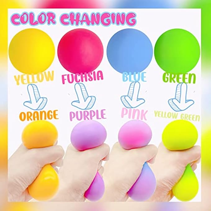ZTATU Squishy Stress Balls for Kids (4 Pack) Sensory Squeeze Ball Fidget Toys, Color Changing Dough Balls, Stress Relief Squish Balls, Colorful Stretch Ball Sensory Toys for Autism, Autistic Children - Image 4