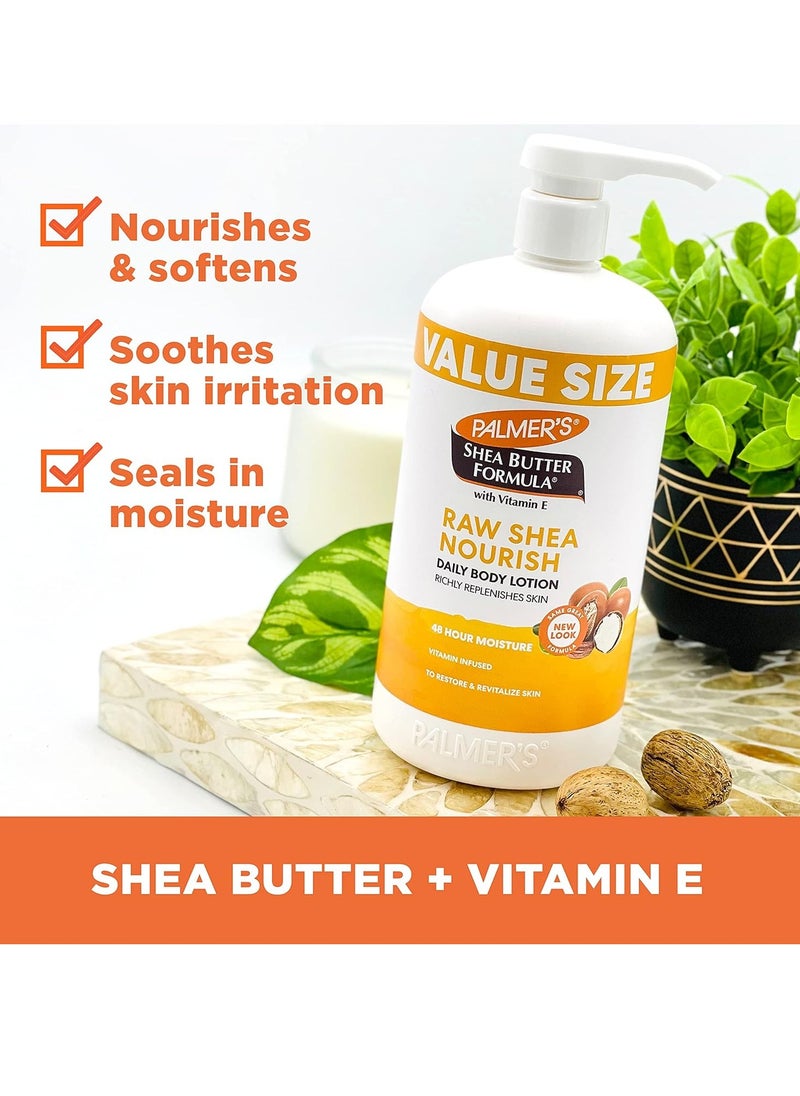 PALMER'S - Palmer's Shea Formula Raw Shea Body Lotion for Dry Skin, Hand & Body Moisturizer, Value Size Pump Bottle, 33.8 Ounces (Pack of 1) - Image 1