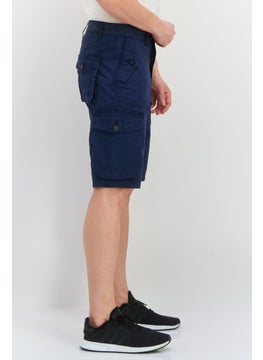 CROSSHATCH Men Brand Logo Cargo Shorts, Navy Blue  - Image 3