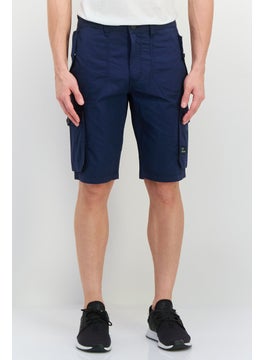 CROSSHATCH Men Brand Logo Cargo Shorts, Navy Blue  - Image 1