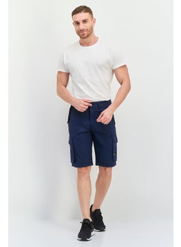 CROSSHATCH Men Brand Logo Cargo Shorts, Navy Blue  - Image 4