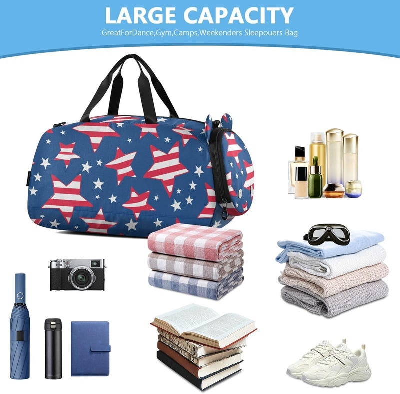 4th Of July Independence Day United States Kids Duffel Bag with Shoes Compartment Large Capacity Travel Duffel Bag for School Practice, Sports, Travel - Image 5