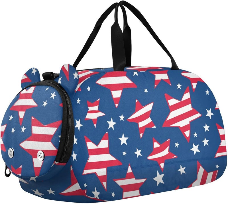 4th Of July Independence Day United States Kids Duffel Bag with Shoes Compartment Large Capacity Travel Duffel Bag for School Practice, Sports, Travel - Image 1