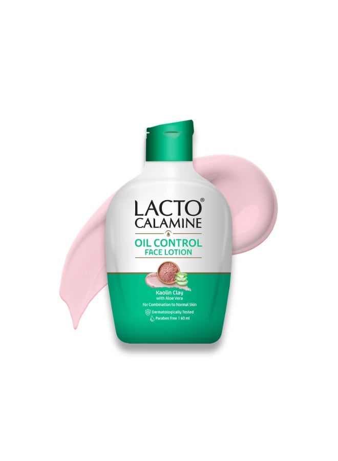 Lacto Calamine Face Lotion | 60 ml | Daily Moisturizer For Face - Combination To Normal Skin | Kaolin Clay & Aloe Vera | Abosrbs Excess Oil | Fights Pimples, Darkspots & Blackheads | Body Lotion - Image 1