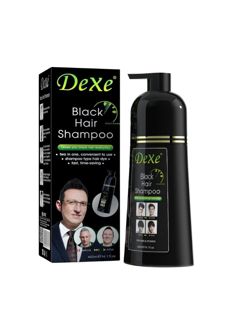 DeXe Black Hair Shampoo 420ml – Instant Hair Coloring Shampoo - Image 1