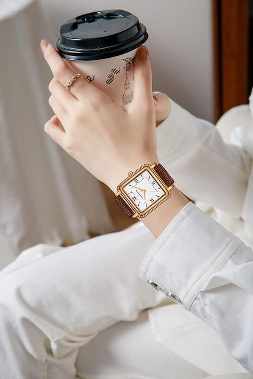 Daniel Hechter Paris Segur Classic Square Analog Watch for Women – Rose Gold Case, White Roman Dial, Quartz Movement - Image 2