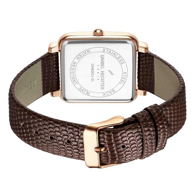 Daniel Hechter Paris Segur Classic Square Analog Watch for Women – Rose Gold Case, White Roman Dial, Quartz Movement - Image 5