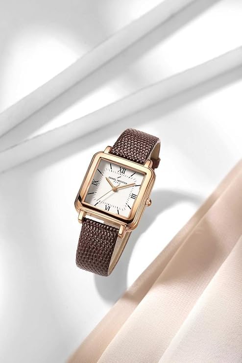 Daniel Hechter Paris Segur Classic Square Analog Watch for Women – Rose Gold Case, White Roman Dial, Quartz Movement - Image 4
