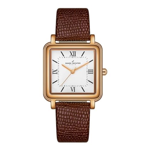 Daniel Hechter Paris Segur Classic Square Analog Watch for Women – Rose Gold Case, White Roman Dial, Quartz Movement - Image 1
