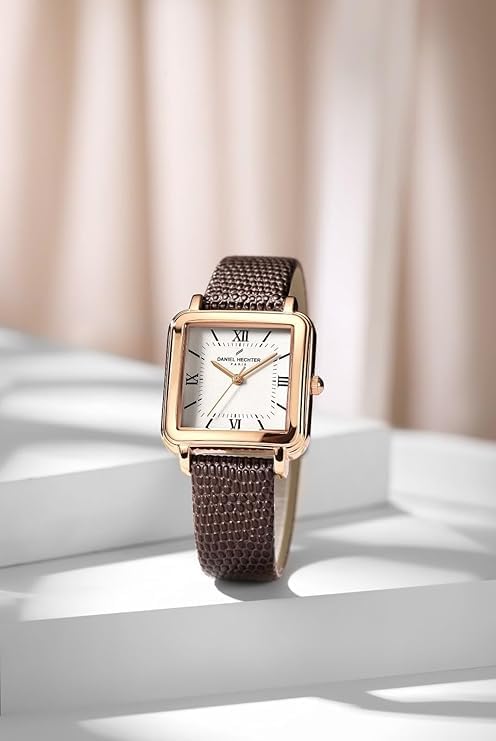 Daniel Hechter Paris Segur Classic Square Analog Watch for Women – Rose Gold Case, White Roman Dial, Quartz Movement - Image 3