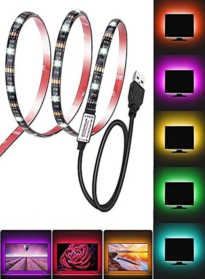 Desidiya شريط إضاءة LED مرن متعدد الألوان من Desidiya® USB 5V 5050 RGB، طقم إضاءة خلفية للتلفزيون مع وحدة تحكم صغيرة للتلفزيون والكمبيوتر المحمول (1 متر لأجهزة التلفزيون حتى 28 بوصة). - Image 1