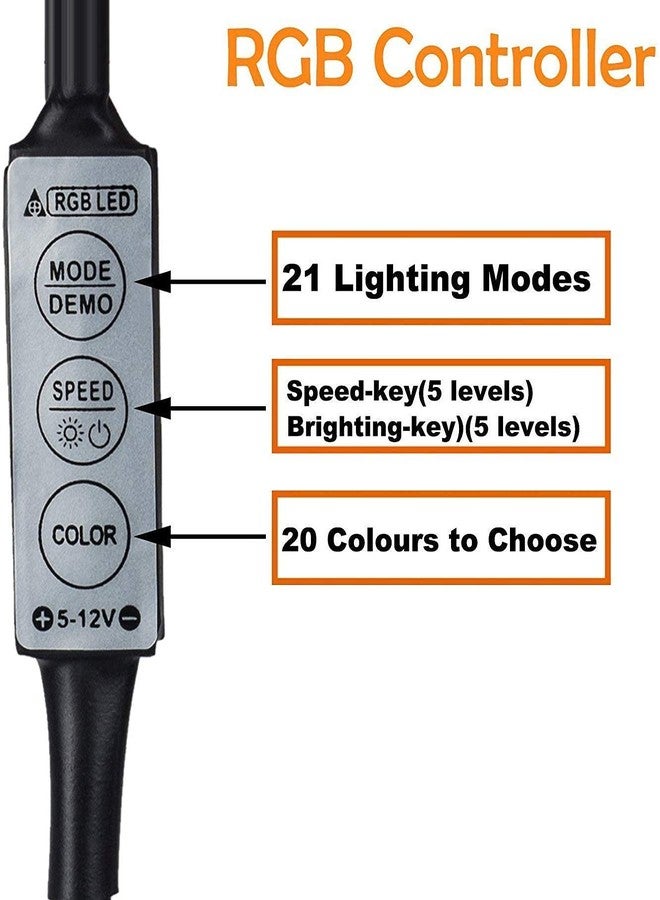 Desidiya شريط إضاءة LED مرن متعدد الألوان من Desidiya® USB 5V 5050 RGB، طقم إضاءة خلفية للتلفزيون مع وحدة تحكم صغيرة للتلفزيون والكمبيوتر المحمول (1 متر لأجهزة التلفزيون حتى 28 بوصة). - Image 2
