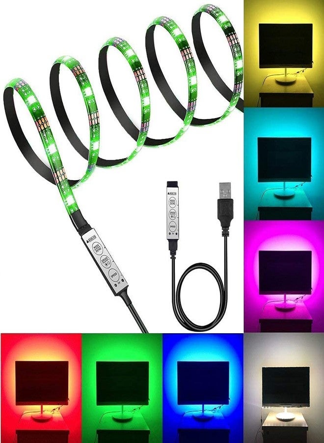 Desidiya شريط إضاءة LED مرن متعدد الألوان من Desidiya® USB 5V 5050 RGB، طقم إضاءة خلفية للتلفزيون مع وحدة تحكم صغيرة للتلفزيون والكمبيوتر المحمول (1 متر لأجهزة التلفزيون حتى 28 بوصة). - Image 3
