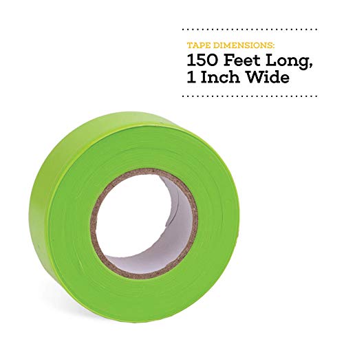 AdirPro 12 Pack Fluorescent Flagging Tape - Multipurpose Neon Marking Tape - Great Visual Labeling & Tagging for Home & Workplace Use (Fluorescent Lime, 150 feet) - Image 2
