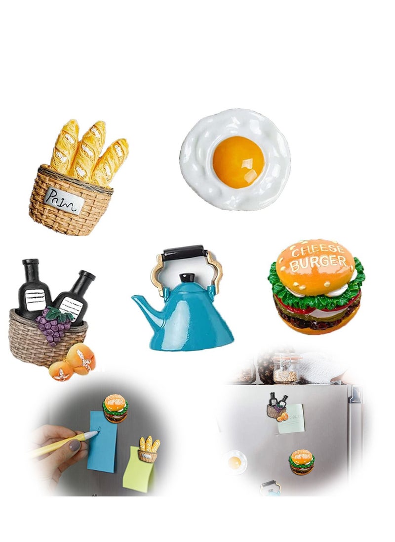 KASTWAVE Refrigerator Magnets, Fun 3d Refrigerator Magnet Decoration Simulated Food Ornaments Message Stickers for Refrigerators, Whiteboards, Maps, Calendars, and Other Magnetic Items (5 Pieces)  - Image 1