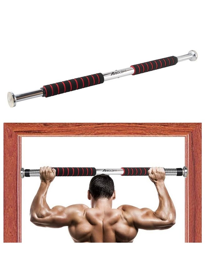 بولد فيت قضبان سحب Boldfit للتمرين المنزلي، قضيب سحب للذقن، ملحقات الصالة الرياضية للرجال، قضيب تعليق قابل للتعديل عند الباب (62-100 سم)، قبضة مضادة للانزلاق، قضيب تمارين القوة، قضيب سحب أحمر، أقصى وزن 100 كجم - Image 1