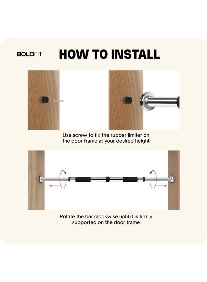 بولد فيت قضبان سحب Boldfit للتمرين المنزلي، قضيب سحب للذقن، ملحقات الصالة الرياضية للرجال، قضيب تعليق قابل للتعديل عند الباب (62-100 سم)، قبضة مضادة للانزلاق، قضيب تمارين القوة، قضيب سحب أحمر، أقصى وزن 100 كجم - Image 4