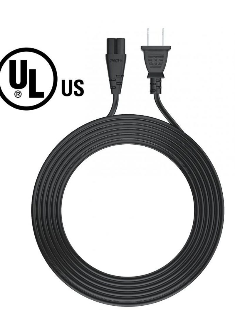 PWR+ Pwr AC Cable Replacement Power Cord 2 Prong 6 Feet (Black) - Image 2