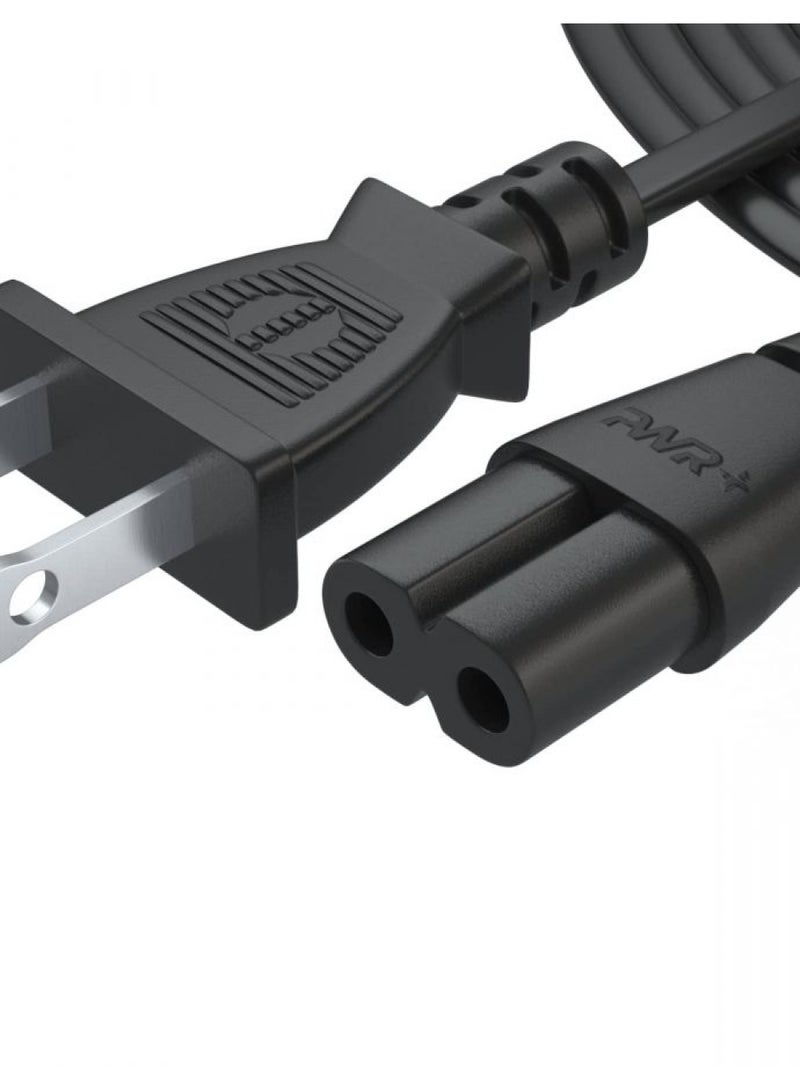 PWR+ Pwr AC Cable Replacement Power Cord 2 Prong 6 Feet (Black) - Image 1