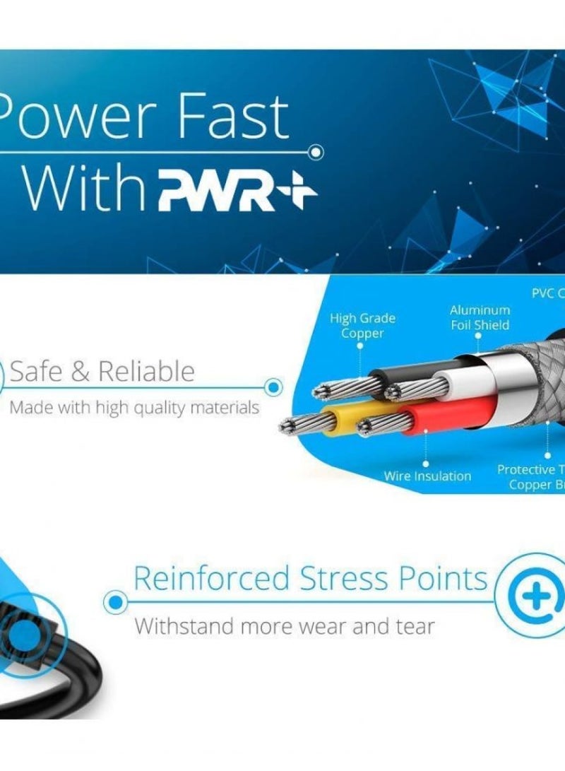 PWR+ Pwr AC Cable Replacement Power Cord 2 Prong 6 Feet (Black) - Image 4