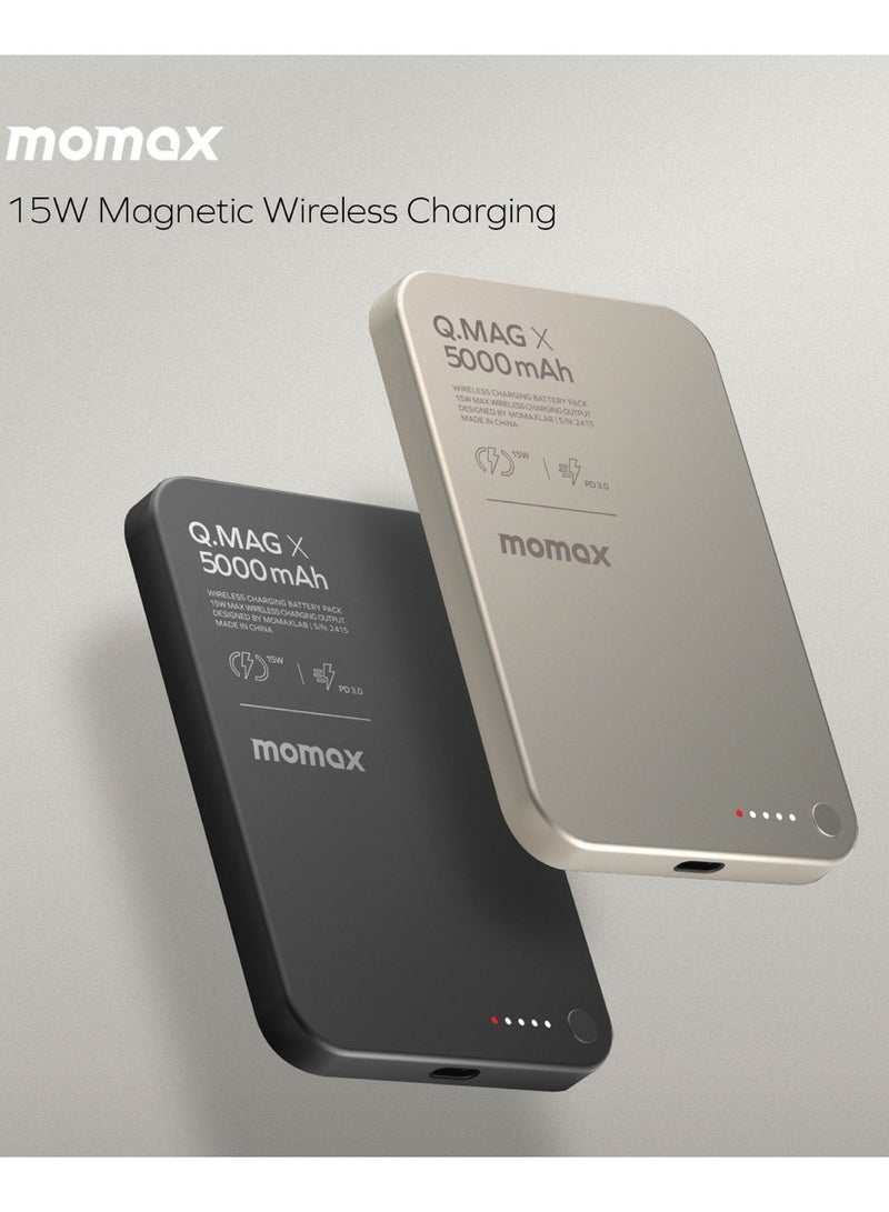Momax بطارية Momax Q.Mag X 5000 مللي أمبير في الساعة لاسلكية مغناطيسية بمخرج USB-C بقدرة تصل إلى 20 وات PD - أسود - Image 3