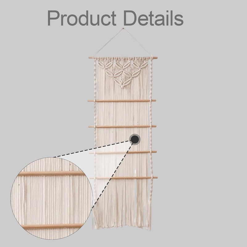 predolo Hair Bow Holder Decor Organizer Headband Holder Hanging Ornament Crafted with Cotton Rope and Wood Suitable for Children’s Room Door Wall - Image 1