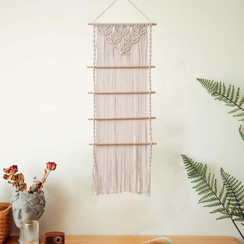 predolo Hair Bow Holder Decor Organizer Headband Holder Hanging Ornament Crafted with Cotton Rope and Wood Suitable for Children’s Room Door Wall - Image 4