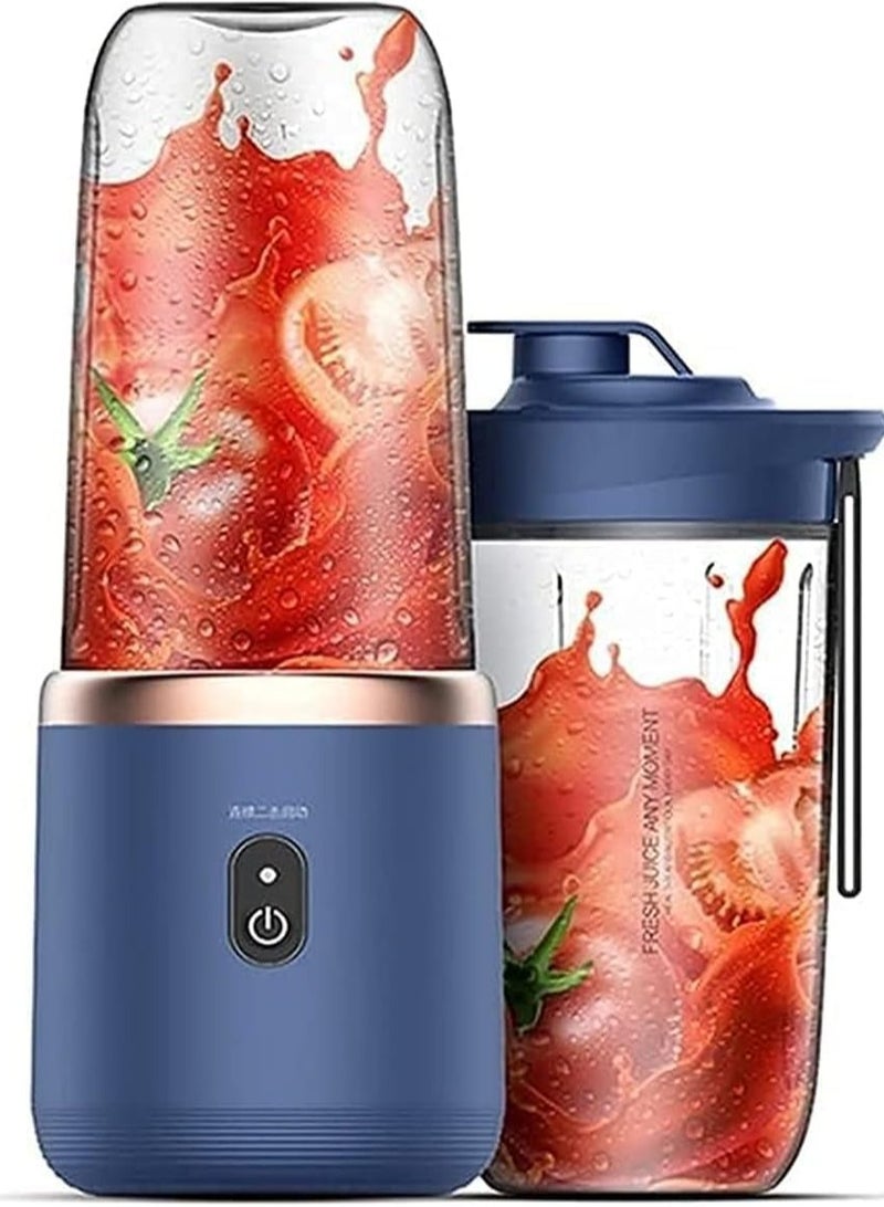 Authticar 40W Mini Blender, Mini Portable Juice Blender Cup Personal Size Fast Blender USB Rechargeable Double Cup Blue  - Image 1