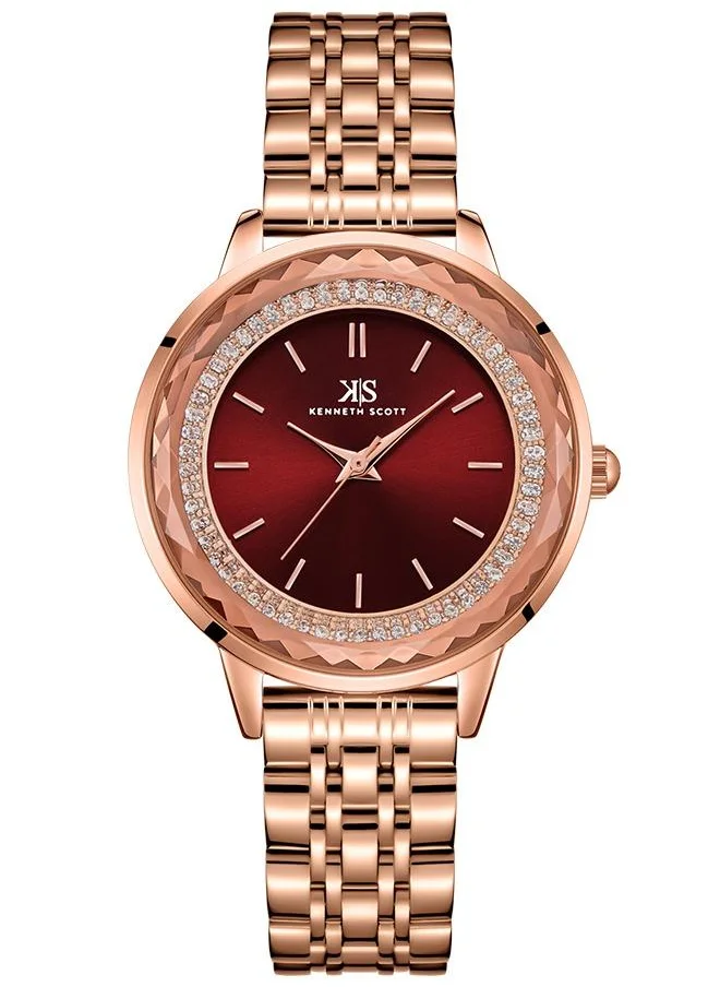 KENNETH SCOTT Kenneth Scott K22532-RBKR Women's Analog Display Watch & Stainless Steel Strap Rose Gold