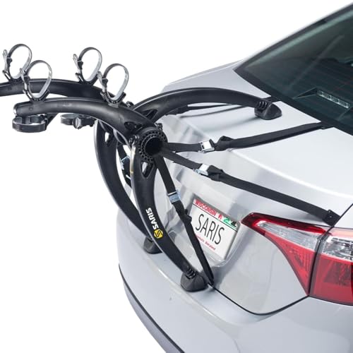 Saris Bones Car Trunk Bicycle Rack Carrier Mounts 2 Bikes Black Durable RustFree AntiSway Straps Fits Most Vehicles Made in USA ArcBased Design 100 Recyclable Materials