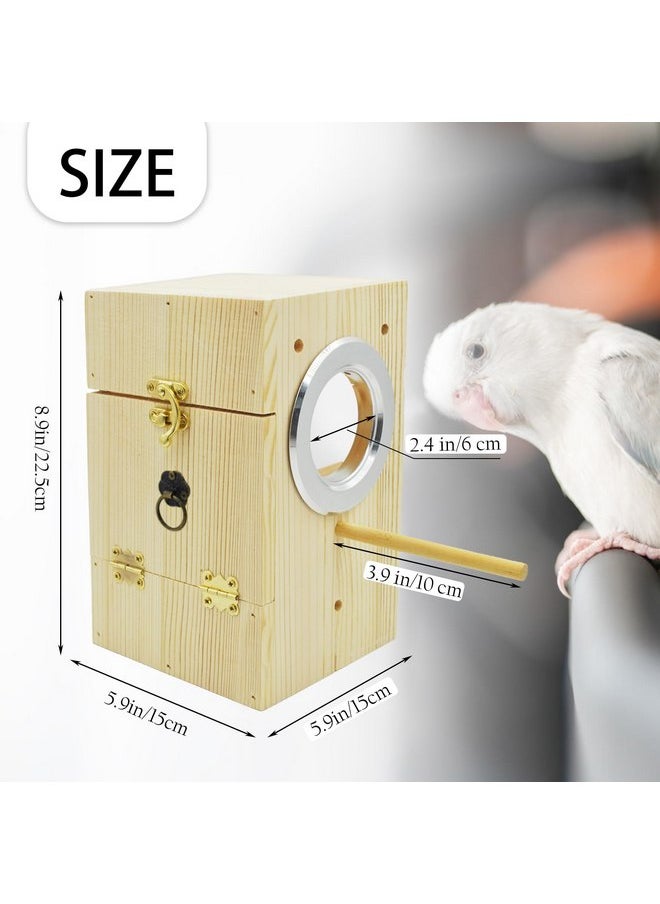 Kathson - kathson Parakeet Nesting Box Transparent Bird House Bird Nest Box for Cage Parrot Nesting Boxes Wooden Breeding Box for Cockatiel Lovebirds Budgie Finch Canary(M) - Image 1