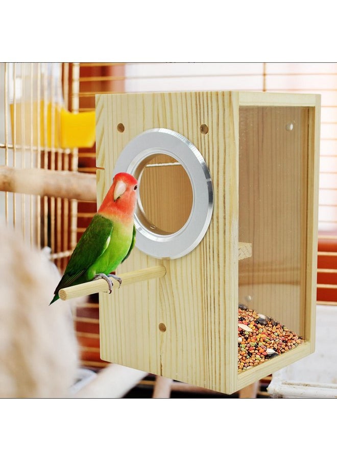 Kathson - kathson Parakeet Nesting Box Transparent Bird House Bird Nest Box for Cage Parrot Nesting Boxes Wooden Breeding Box for Cockatiel Lovebirds Budgie Finch Canary(M) - Image 1
