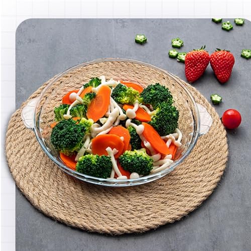 FEOOWV 1 Pack Round Glass Pie Pans for Baking Round Baking Dishes with Handles for Apple Pie Pumpkin Pie Salads (Clear 8in) - Image 3