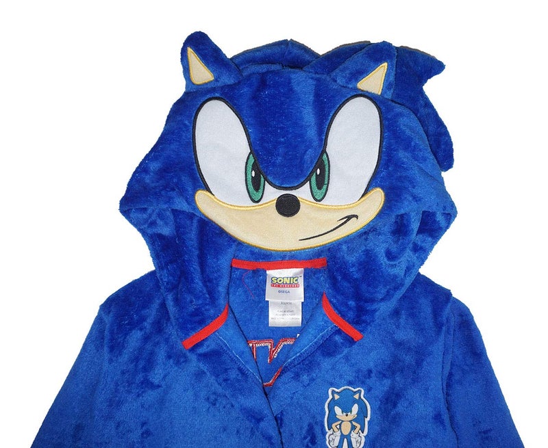 Sonic The Hedgehog Sonic The Hedgehog Boy's Costume Plush Fleece Robe, Sonic Blue, 8  - Image 2