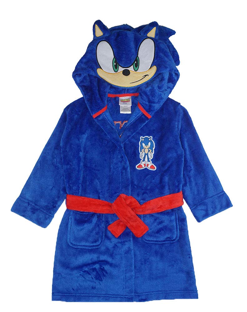 Sonic The Hedgehog Sonic The Hedgehog Boy's Costume Plush Fleece Robe, Sonic Blue, 8  - Image 1