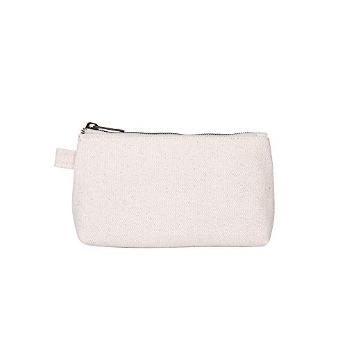 YONBEN Mini Canvas Travel Toiletry Bag for Women DIY Personalizable Small Makeup Bag Organizer with 2 Dividers Washable Cotton Cosmetic Pouch for Purse Cute CarryOn Essential CanvasBeige - Image 1
