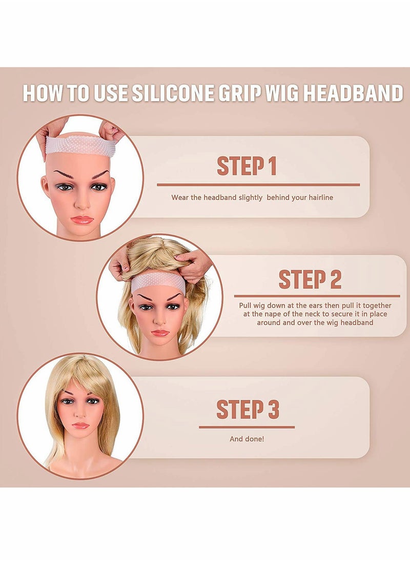 Generic - Wig Band, Silicone Grip, Adjustable Silicone Wig Headband Fix Non-Slip Wig Band, Seamless Wig Band Wig Grip Band Strong Holder Men Women Sports Yoga, Color (White) - Image 1