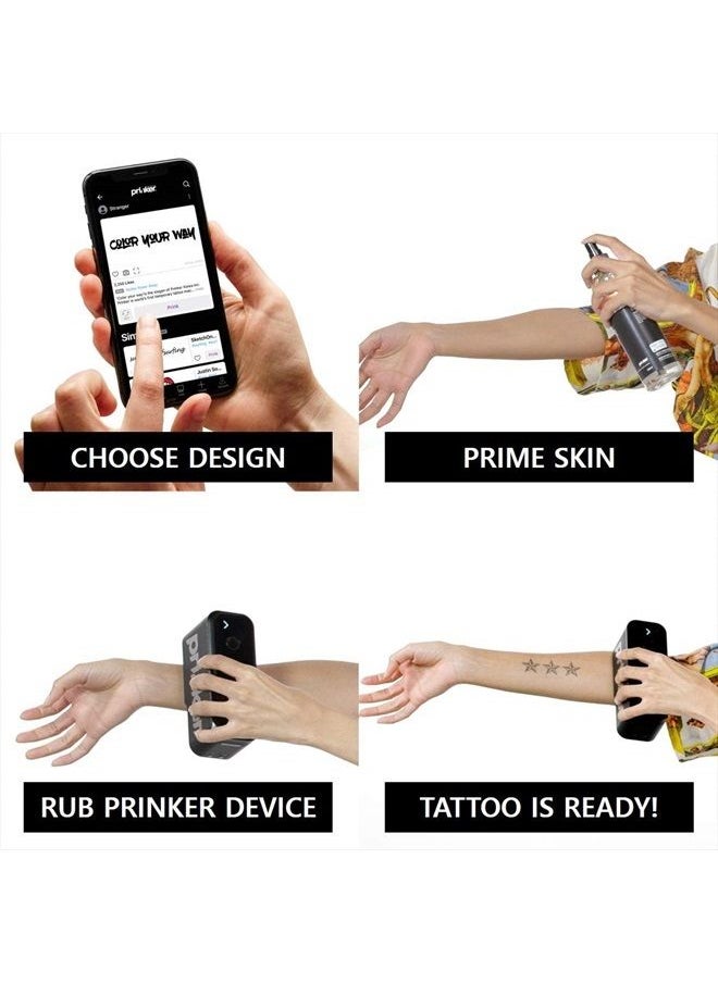 PRINKER. COLOR YOUR WAY - Prinker S Temporary Tattoo Device Package for Your Instant Custom Tattoos with Premium Cosmetic Black Ink - Compatible w/iOS & Android devices - Image 1