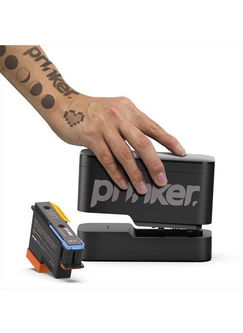 Prinker S Temporary Tattoo Device Package for Your Instant Custom Tattoos with Premium Cosmetic Black Ink - Compatible w/iOS & Android devices