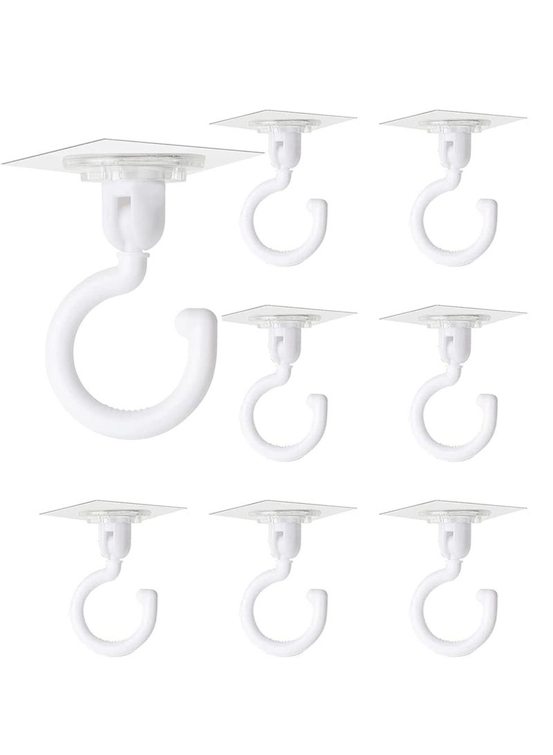 Beauenty Clear Self Adhesive Hooks 360 Degree Rotatable for Bathroom Kitchen Shower Tile Glass Window Set of 8 - Image 1