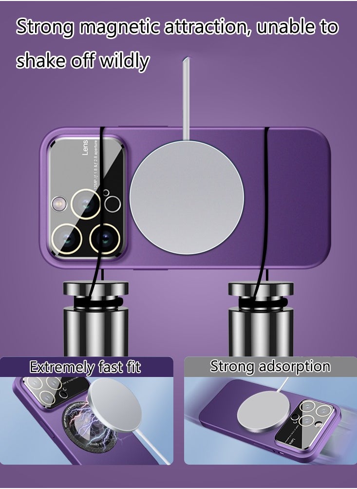 Color Fans Magnetic Case for iPhone 14 Pro Ultra Thin Cover with Lanyard Purple  - Image 5
