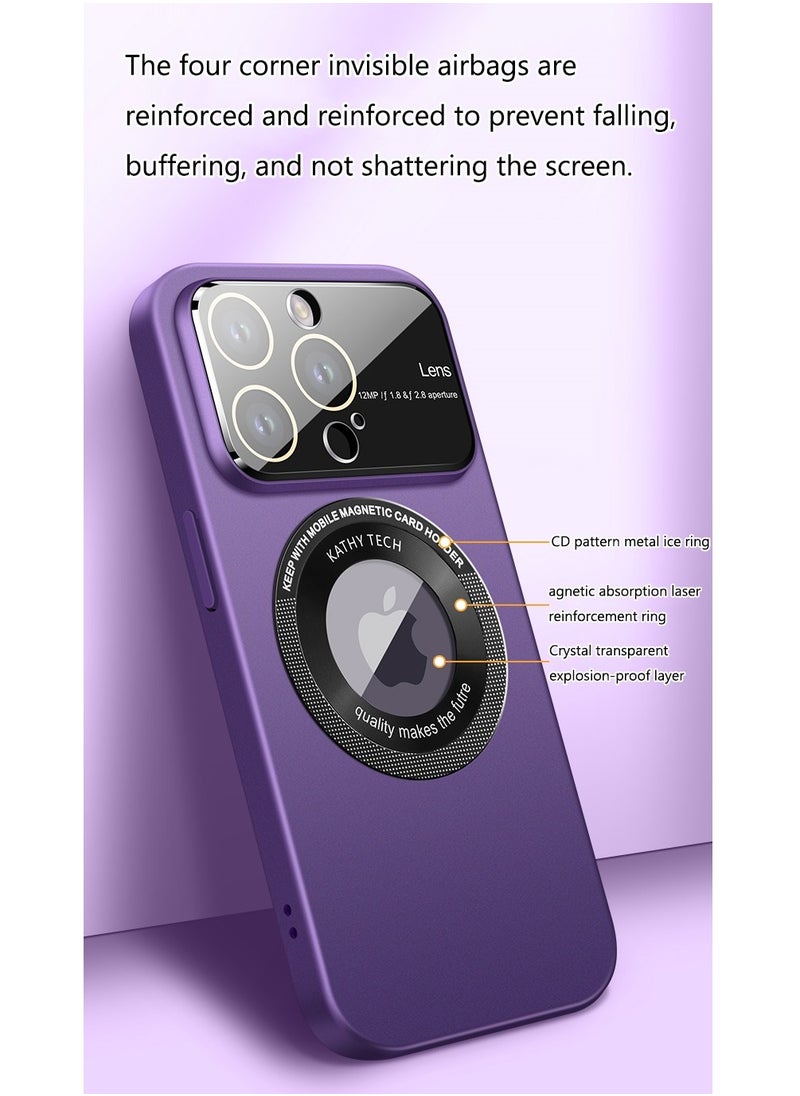 Color Fans Magnetic Case for iPhone 14 Pro Ultra Thin Cover with Lanyard Purple  - Image 2
