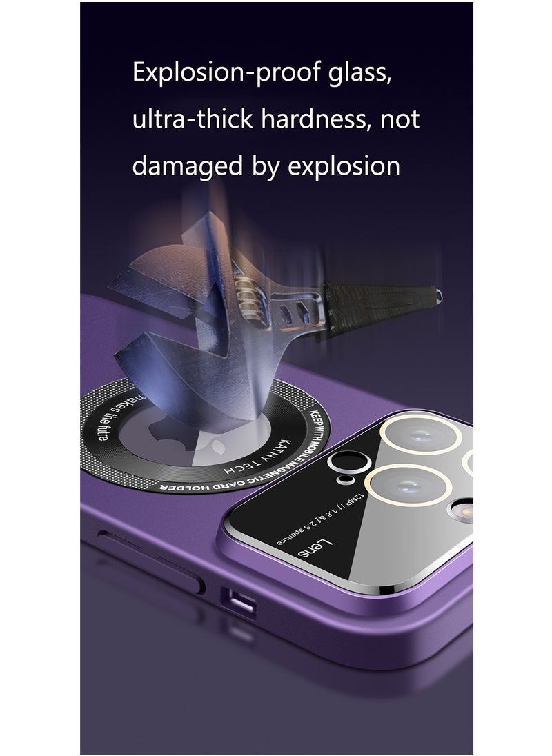 Color Fans Magnetic Case for iPhone 14 Pro Ultra Thin Cover with Lanyard Purple  - Image 3