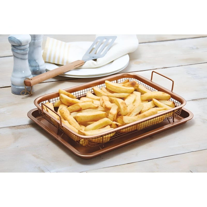 Cooling Rack - Stainless Steel Baking Tray Set with Non-Stick Surface, Perfect for Oven Roasting and Microwave Cooking, Enjoy Deliciously Crispy Foods Without Oil - Image 1