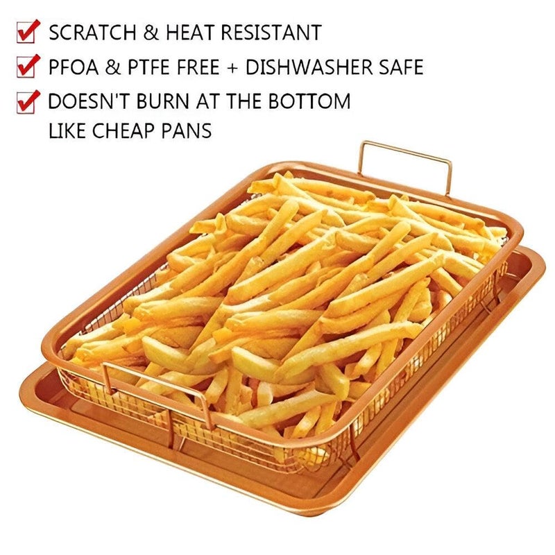 Cooling Rack - Stainless Steel Baking Tray Set with Non-Stick Surface, Perfect for Oven Roasting and Microwave Cooking, Enjoy Deliciously Crispy Foods Without Oil - Image 5