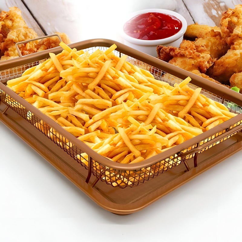 Cooling Rack - Stainless Steel Baking Tray Set with Non-Stick Surface, Perfect for Oven Roasting and Microwave Cooking, Enjoy Deliciously Crispy Foods Without Oil - Image 2