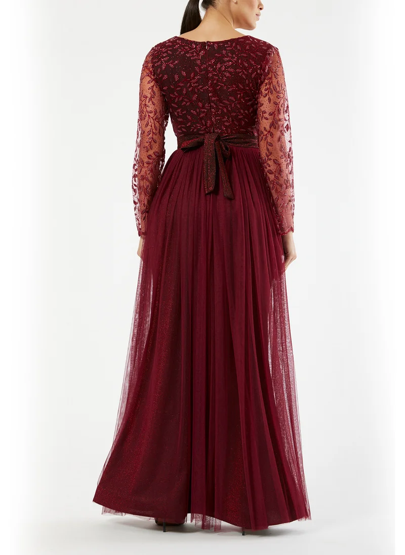 Amri Lace Sleeve Gown Dress