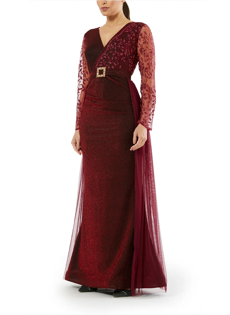 امري Embroidered Wrap Over Dress