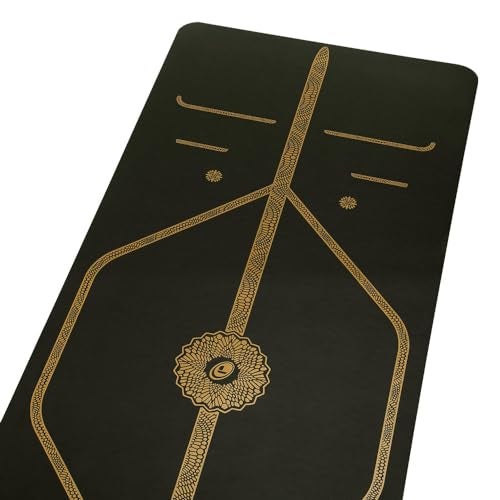 Liforme Travel Yoga mat Patented Alignment System WarriorLike Grip NonSlip EcoFriendly UltraLightweight and Sweat Resistant Made with Natural Rubber Black Gold - Image 3